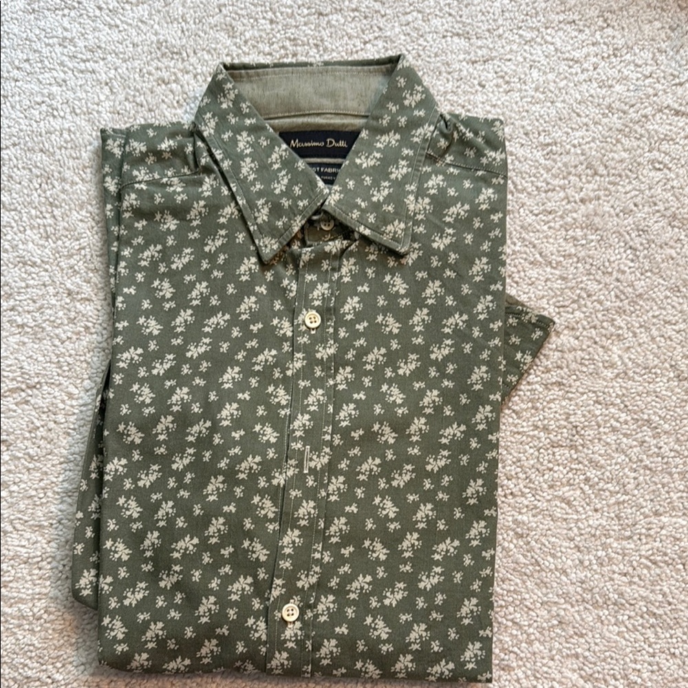 Massimo Dutti Green Floral Men's Shirt